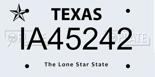 IA45242 Texas License Plate