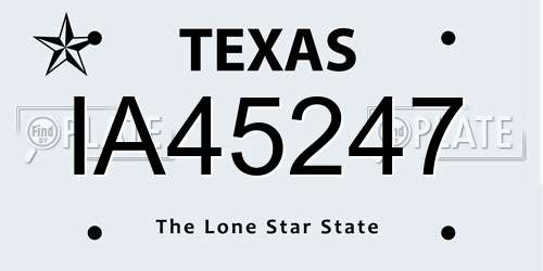 IA45247 Texas License Plate