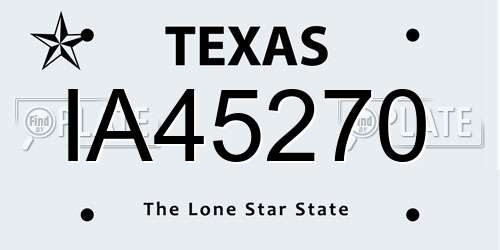 IA45270 Texas License Plate