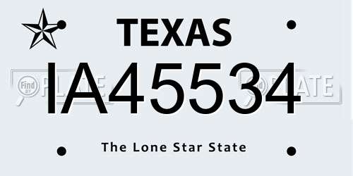 IA45534 Texas License Plate