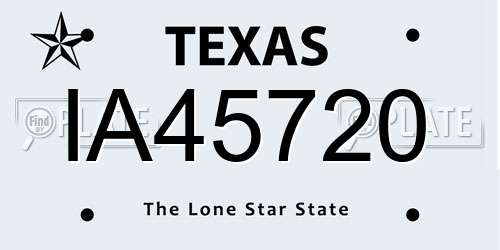 IA45720 Texas License Plate
