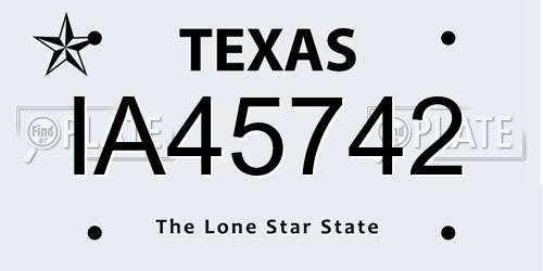 IA45742 Texas License Plate