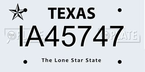IA45747 Texas License Plate
