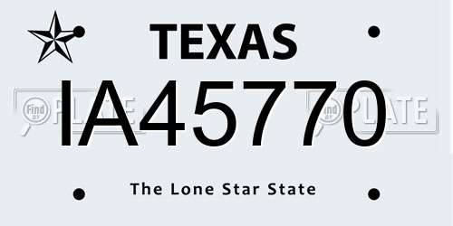 IA45770 Texas License Plate