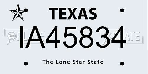 IA45834 Texas License Plate