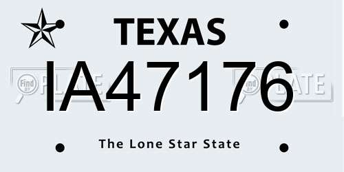 IA47176 Texas License Plate
