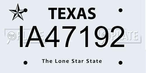 IA47192 Texas License Plate