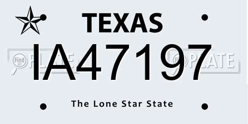 IA47197 Texas License Plate