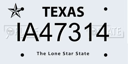 IA47314 Texas License Plate
