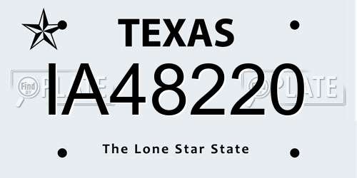 IA48220 Texas License Plate