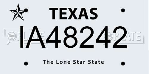 IA48242 Texas License Plate