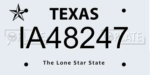 IA48247 Texas License Plate