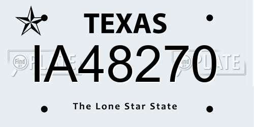 IA48270 Texas License Plate