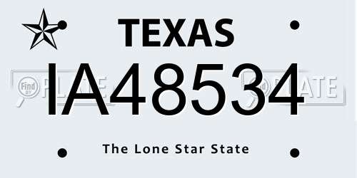 IA48534 Texas License Plate