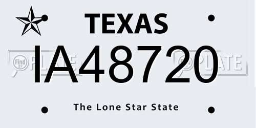 IA48720 Texas License Plate