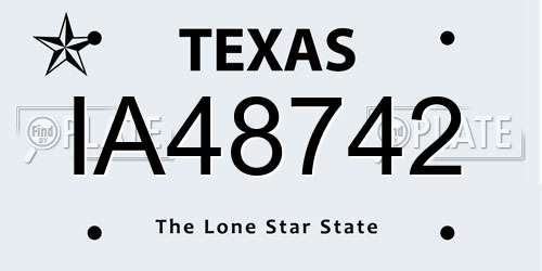 IA48742 Texas License Plate