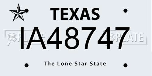 IA48747 Texas License Plate