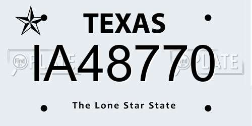 IA48770 Texas License Plate