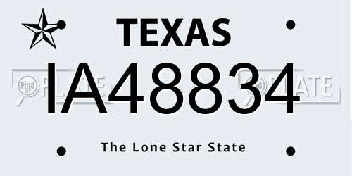 IA48834 Texas License Plate