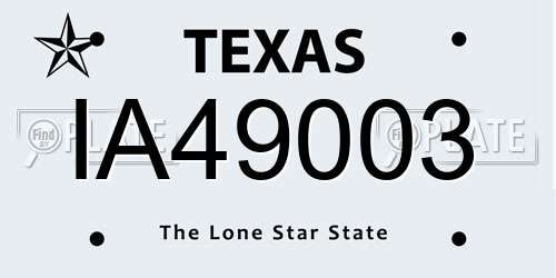 IA49003 Texas License Plate