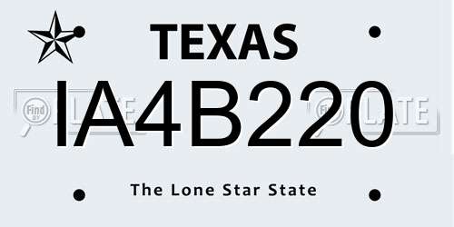 IA4B220 Texas License Plate
