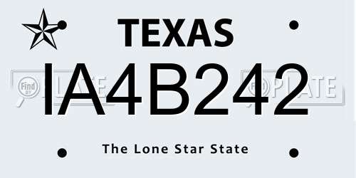 IA4B242 Texas License Plate