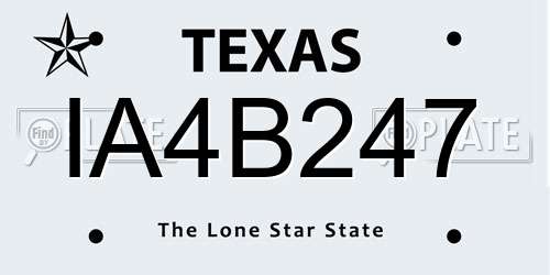 IA4B247 Texas License Plate