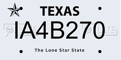 IA4B270 Texas License Plate
