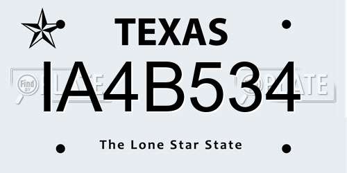 IA4B534 Texas License Plate