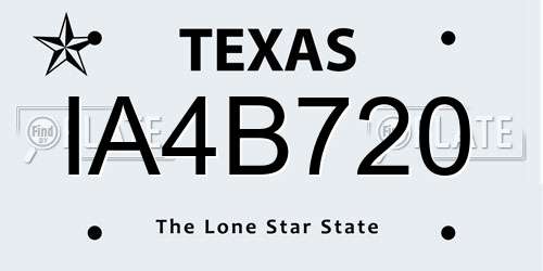 IA4B720 Texas License Plate