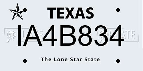 IA4B834 Texas License Plate