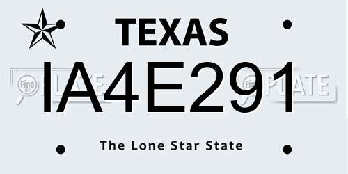 IA4E291 Texas License Plate