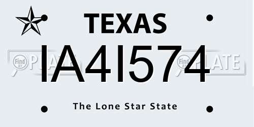IA4I574 Texas License Plate