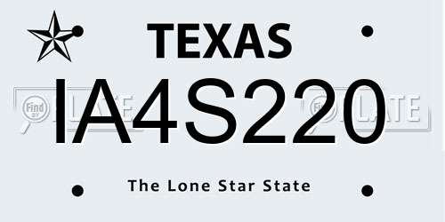 IA4S220 Texas License Plate