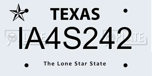 IA4S242 Texas License Plate