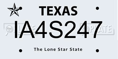 IA4S247 Texas License Plate