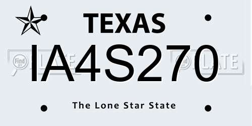 IA4S270 Texas License Plate