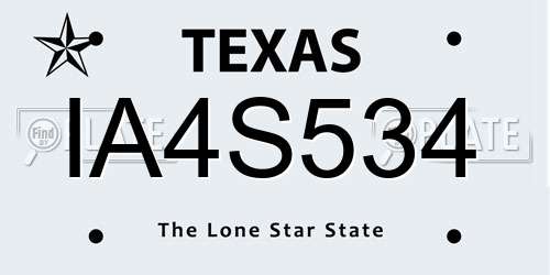 IA4S534 Texas License Plate