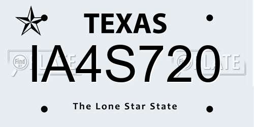 IA4S720 Texas License Plate