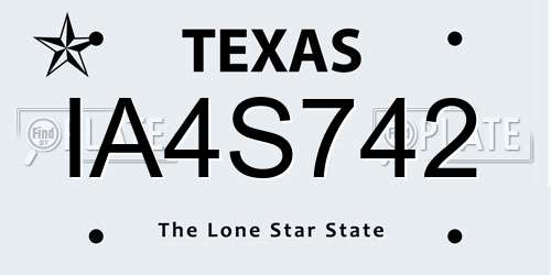 IA4S742 Texas License Plate