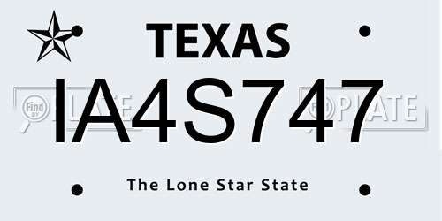 IA4S747 Texas License Plate