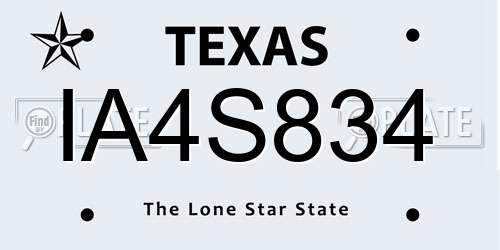 IA4S834 Texas License Plate