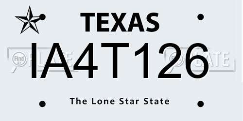 IA4T126 Texas License Plate
