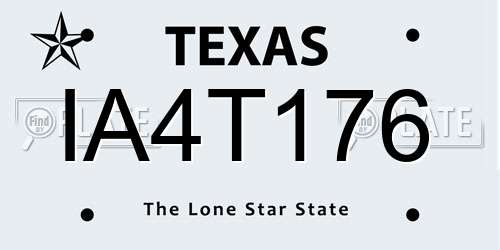 IA4T176 Texas License Plate