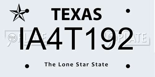 IA4T192 Texas License Plate
