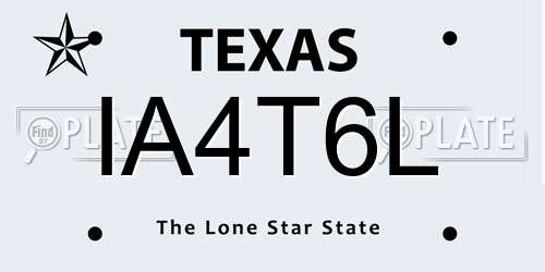 IA4T6L Texas License Plate
