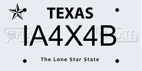 IA4X4B Texas License Plate