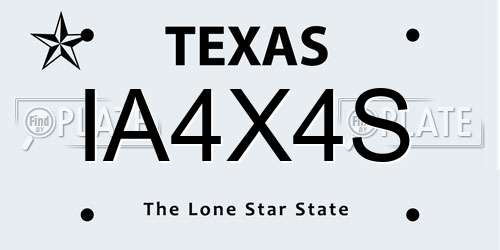 IA4X4S Texas License Plate