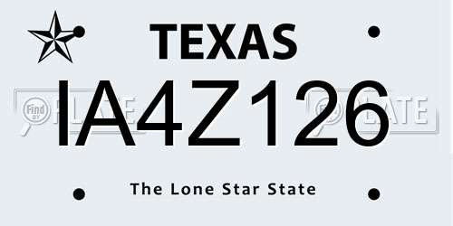 IA4Z126 Texas License Plate