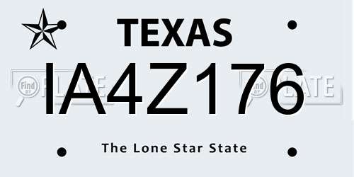 IA4Z176 Texas License Plate